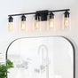 35 In. 5-Light Black Vanity Light with Clear Glass Shade