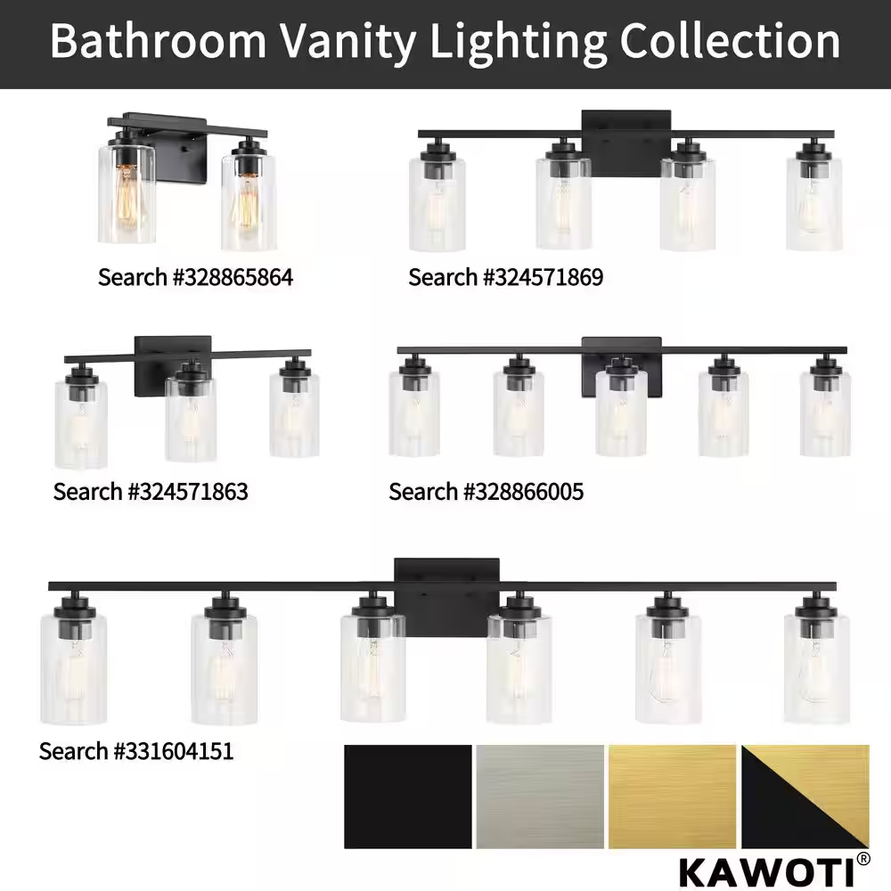 35 In. 5-Light Black Vanity Light with Clear Glass Shade