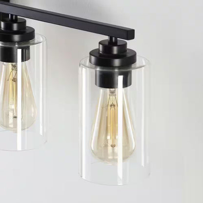 35 In. 5-Light Black Vanity Light with Clear Glass Shade